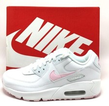 NEW Youth Nike Air Max 90 LTR GS WHITE / PINK CD6864 121 , Sz 4.0Y - 7.0Y