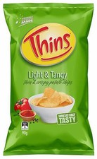 Thins Light & Tangy, 12 x 90g  - AUSTRALIAN CHIPS