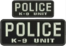 POLICE K-9 UNIT EMBROIDERY PATCH 3x9 and 2x5 inches Hook on back