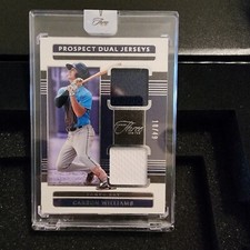 Carson Williams 2023 Panini Three And Two Prospect Dual Patches card #10/49 Rays