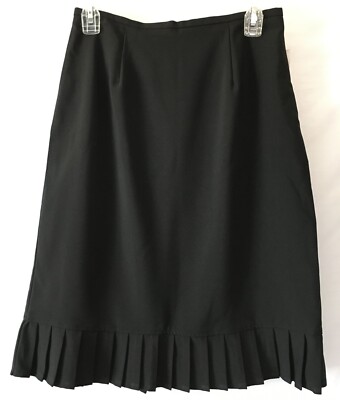 Unbranded Women's Size 8 Black Pleated Hem Skirt Unlined Back Zipper NWT