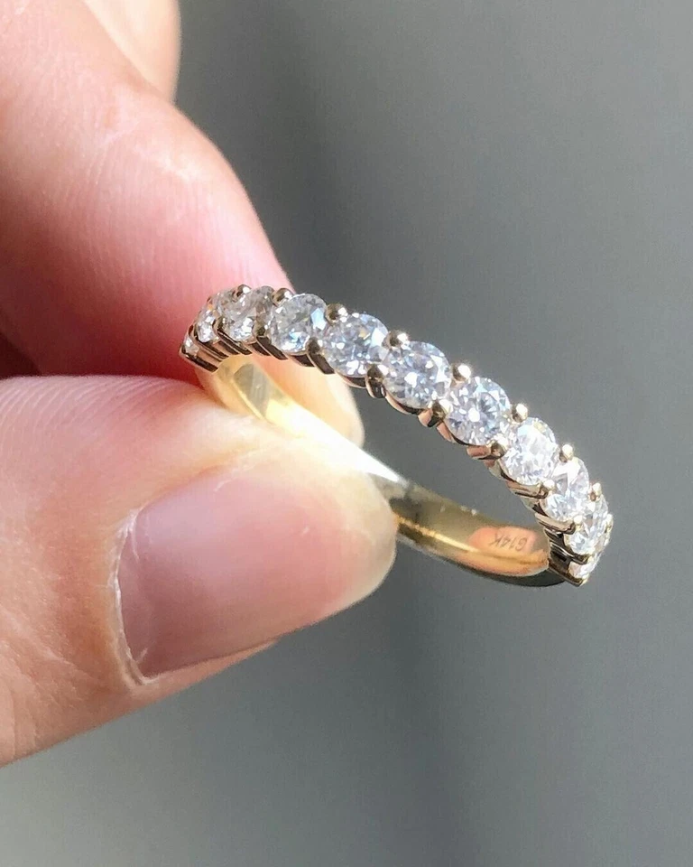 2 Ct Lab Created Diamond Eternity Asthetic Band 18K Yellow Gold Ring Size 7 - Image 3 of 4