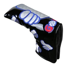 Black Leather Thumb Design Golf Blade Putter Head Cover with Magnetic Closure