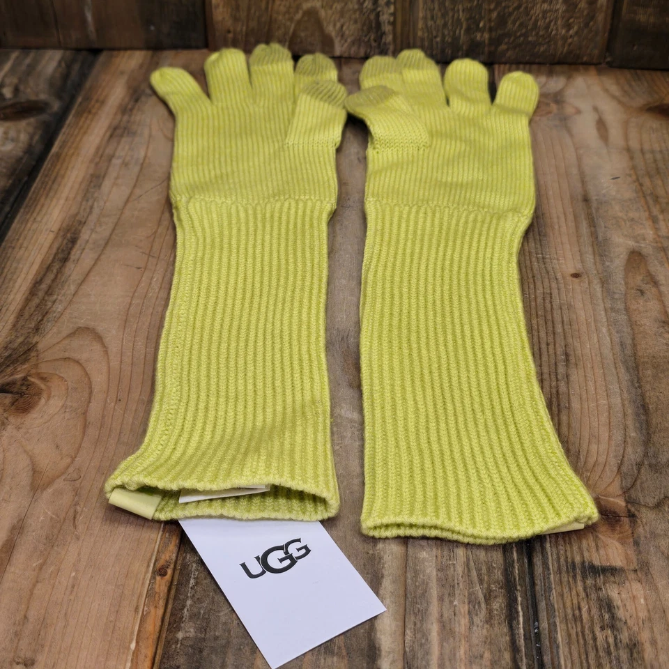 GUANTE UGG DE PUNTO LARGO CON PALMA CONDUCTORA INTELIGENTE Y DEDOS MEZCLA DE LANA ~ VERDE TENIS Foto 3 de 4