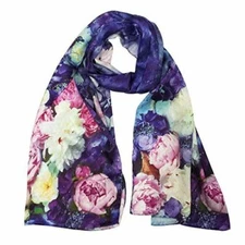 Wrapables Luxurious 100% Charmeuse Silk Long Scarf, Flora Cascade