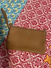 coach double zip wristlet Tan 