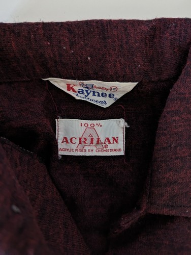 Vtg Sz 12 MCM Boys KAYNEE Banded Hem Red Shirt Acrylic 1950s Retro Rock-a-billy - Picture 4 of 9