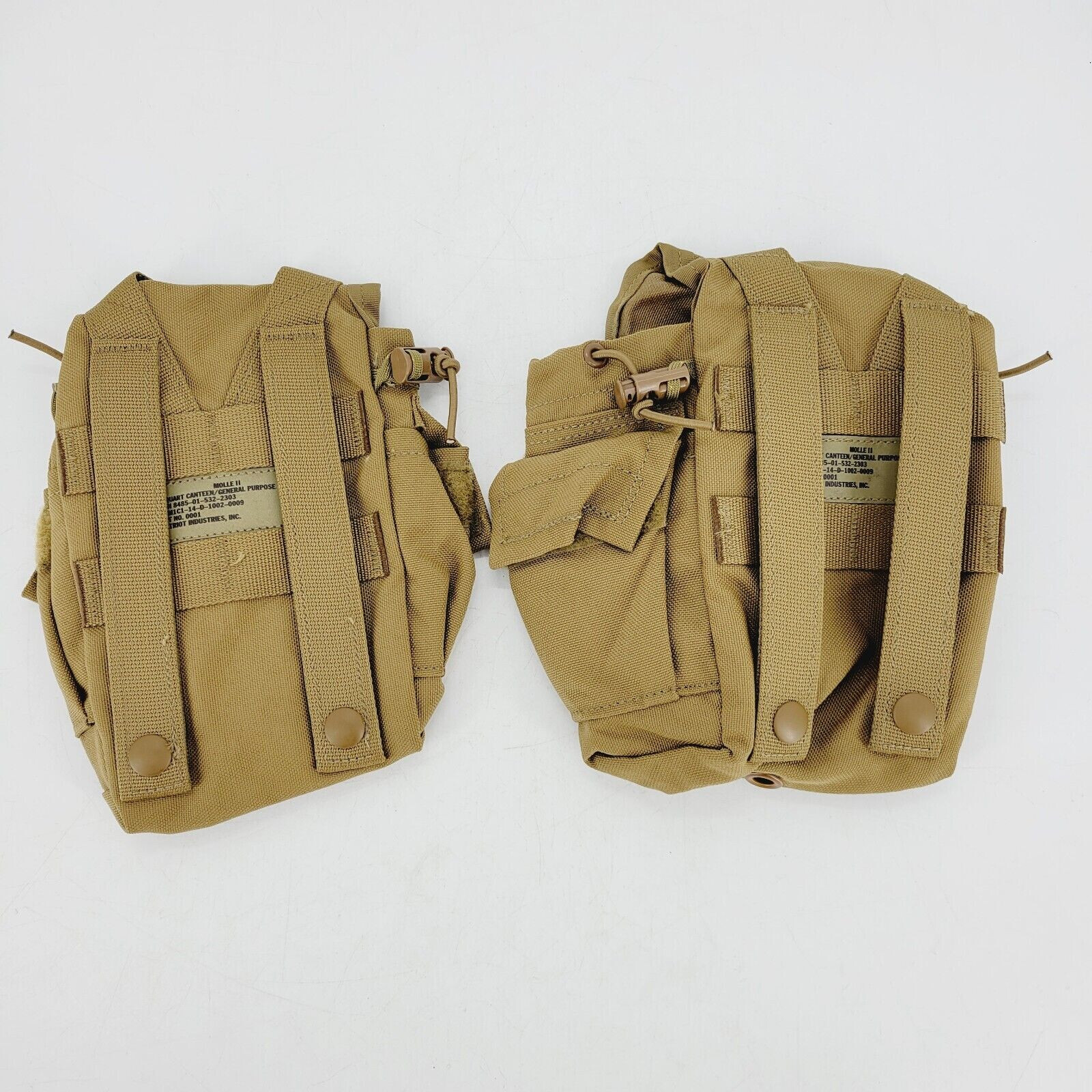 2 Pack USMC MOLLE 1QT Canteen Cover Coyote Brown Utility Pouch USGI VGC