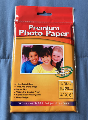 Premium Photo Paper 4'' x 6'' DPI, 9 ML 20 Sheet High Optical Gloss