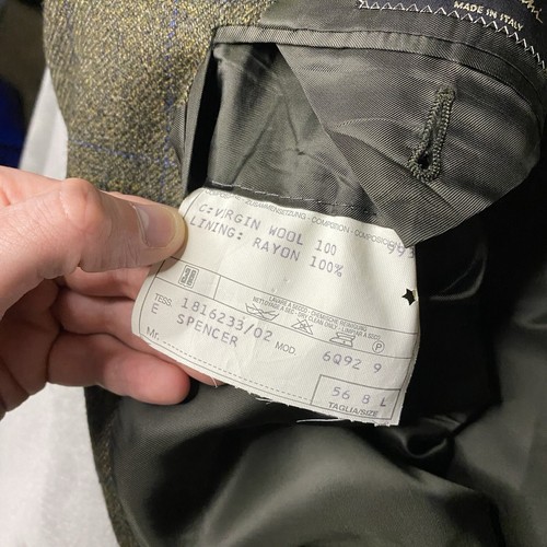 Corneliani 100% Virgin Wool Men 46L Long Green Plaid Blazer Jacket Coat 3 Button - Picture 4 of 15