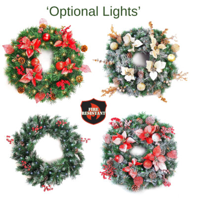 Beste künstliche Weihnachtskränze rot gold Xmas mattierte Lichter Außen