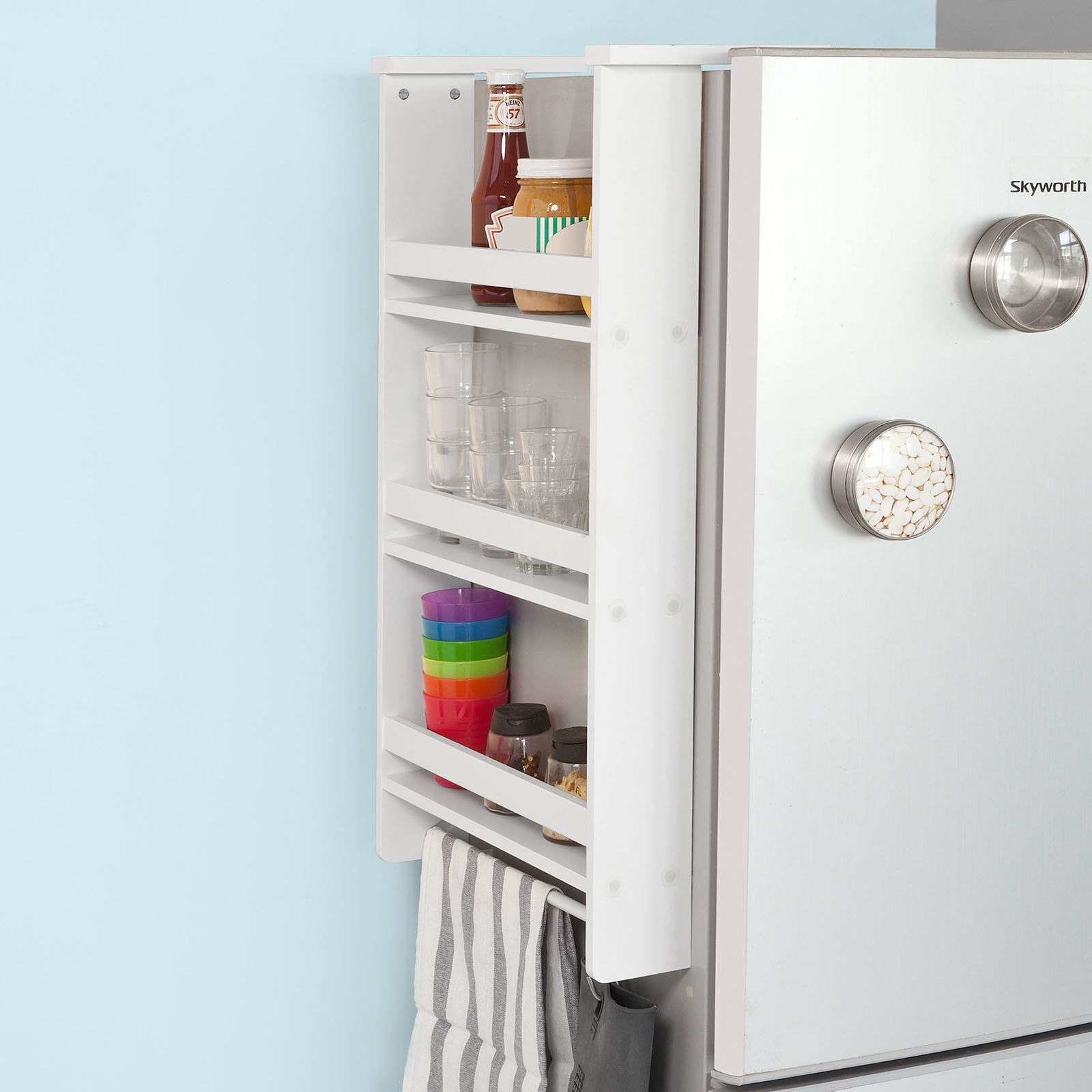 SoBuy Hängeregal für Kühlschrank mit 5 Haken,Küchenschrank, FRG150-W