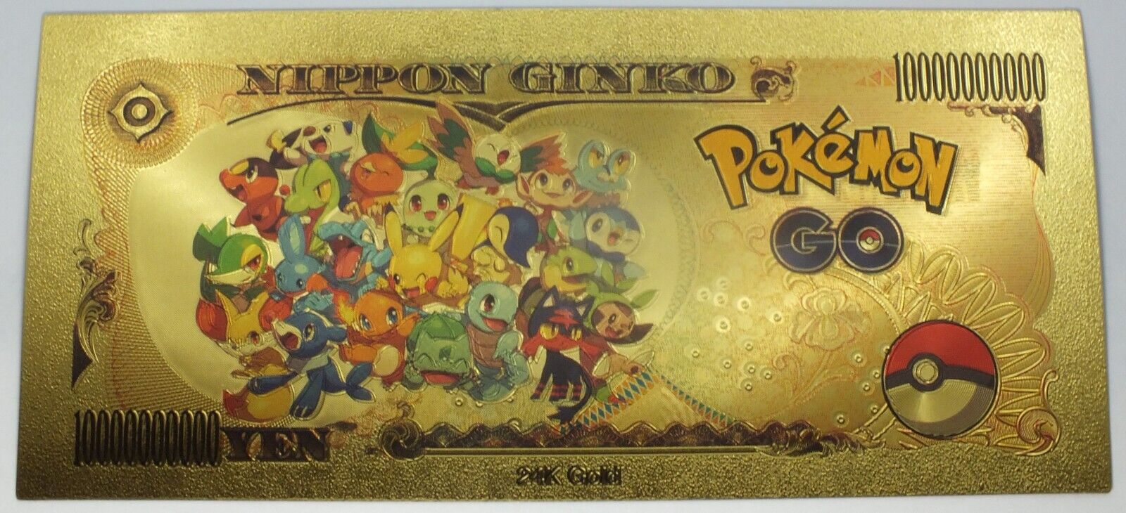 Pokemon Pikachu Eevee Back 10B Yen Novelty 24K Gold Foil Plated Note Bill  GFN50