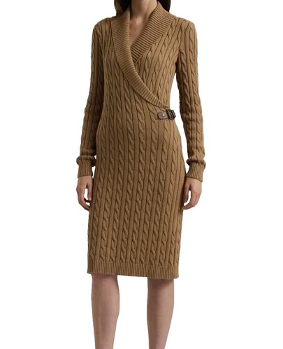 ralph lauren brown sweater dress Lauren Ralph Lauren Women's Wool-Blend Long-Sleeve Sweater Dress