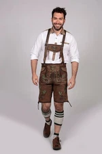 Men Oktoberfest Lederhosen-Suede Leather Trousers-Authentic Bavarian Lederhosen