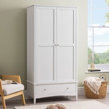 Double Wardrobe with Drawer 2 Door Bedroom Storage Furniture Cupboard
