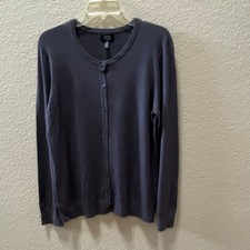 Jones New York XL Women's Gray Knit Cardigan Sweater Button Long Sleeve