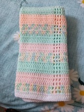 Handmade Crochet Baby Newborn Blanket Shower Gift Afghan Unisex Variegated