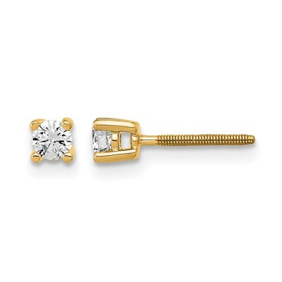 14k Gelbgold 1/5 ctw Lab Grown Diamant Runde Krappe Schraubverschluss Ohrstecker