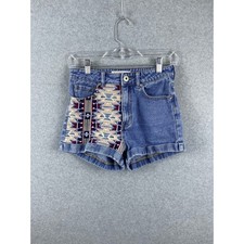Bullhead Denim Co. Mom Shorts Womens 3 Juniors Blue Embroidered High Rise Casual