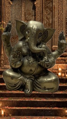 Indian Brass  Statue Of Loard Ganesh ( Big Ear ) Hindhu Religious Figure Ideal 