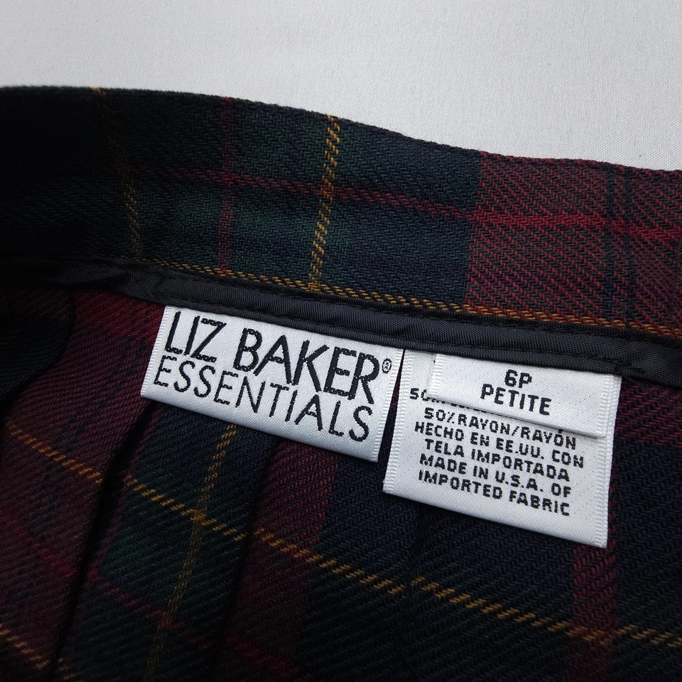 Antiga Saia Liz Baker Plissada Linha A Tamanho 6P Xadrez Academia Fantasia Preppy EUA - Imagem 3 de 4