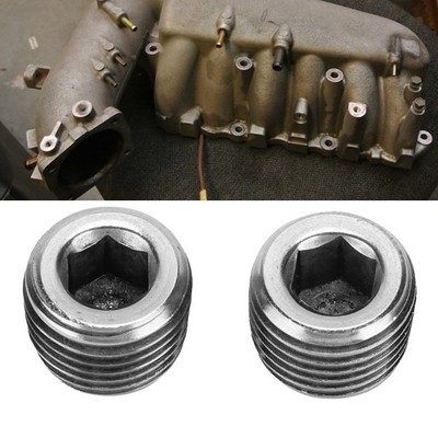 2x 1/4in NPT Pipe Plug Male Thread Fitting Stainless Steel Internal Hex Thre SET