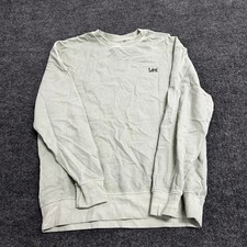 Lee Sweatshirt Mens Size M Sage Green Cotton Crew Neck Large Back Graphic Logo