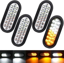 4Pcs 6" Inch Oval LED Strobe Lights 24 LED Amber/White Recessed Mount W/Flash Pa
