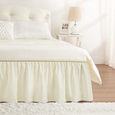 RIMELA Ivory Bed Skirt King Size 15 Inch Drop, Elastic Bed Skirting for Bed B...