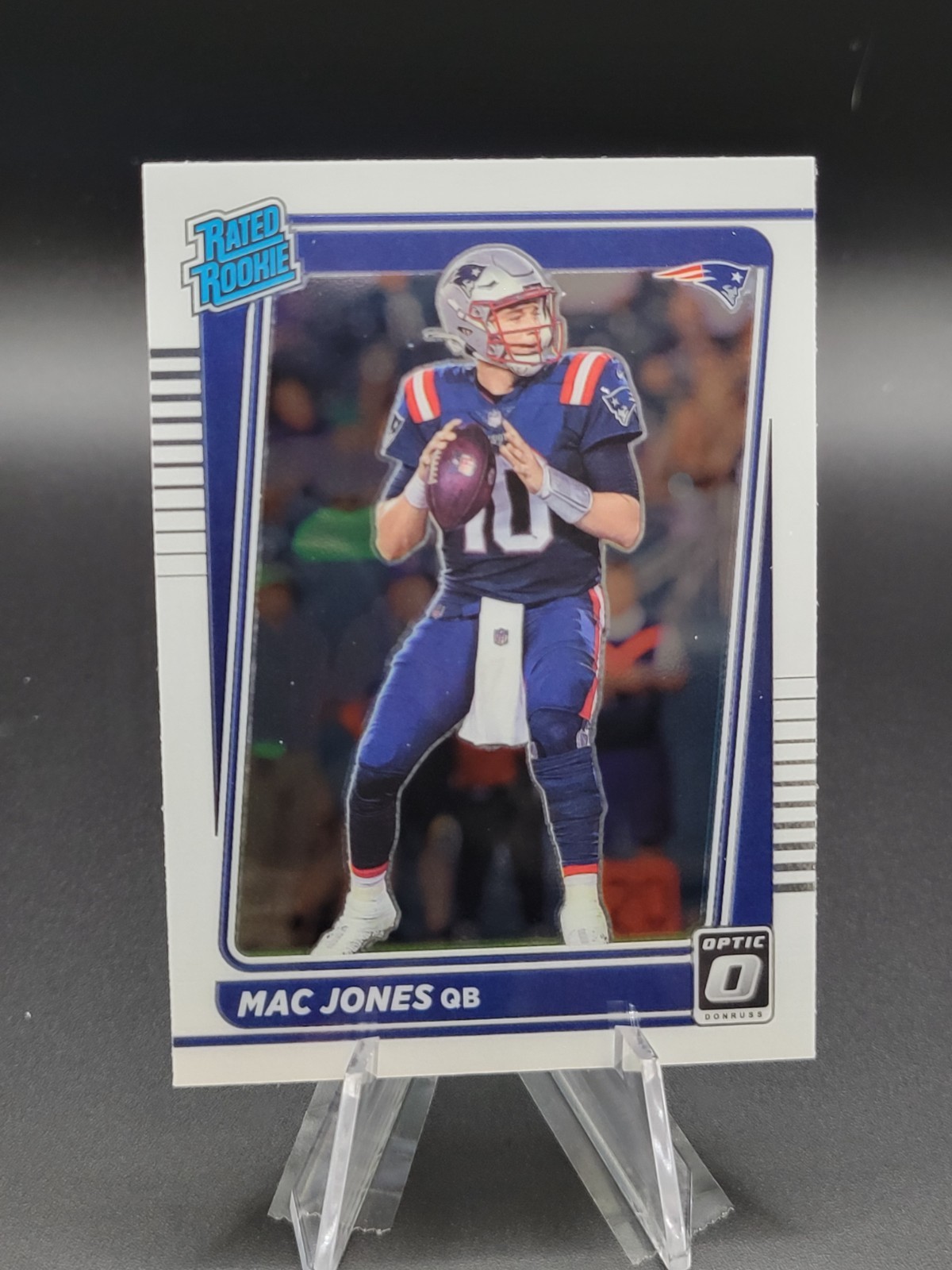 Mac Jones 2021 Panini - Donruss Optic Football #206 Base Rated Rookie - Patriots