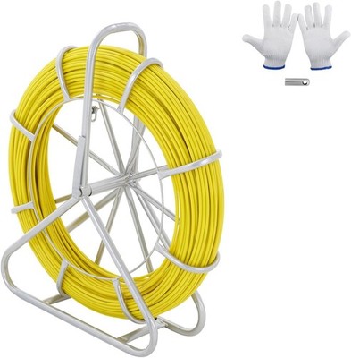 Fiberglass Fish Tape 656 FT x 1/4 inch,Fish Tape Duct Rodder Puller with Durable