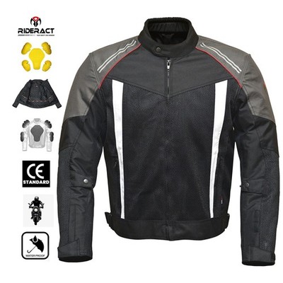 RIDERACT  Mens Summer Motorcycle Jacket Waterproof Armoured Jacket Biker Gear