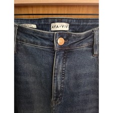 Ava  Viv High Rise Slim Straight Jeans Dark Wash Cropped Raw Hem Women's Sz 20