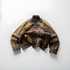 Jacket OG Leather Men Moto Biker Y2K Gothic Faded West Style Bomber