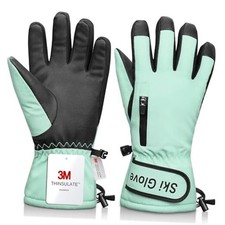 Snow Gloves,Ski Gloves 3M M Fit Kids11-15 Years and Women size Fruit Green