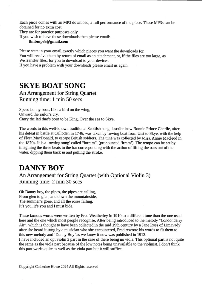 2 Easy Folk Song Arrangements for String Quartet Skye Boat Song and Danny Boy - Image 3 of 4