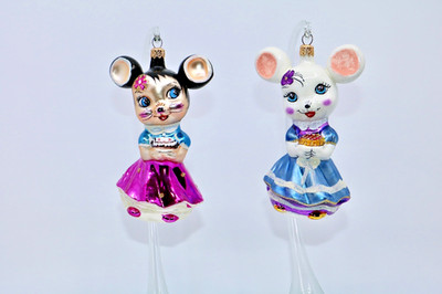 Radko Italian Set of 2 MISSY MOUSE Christmas Ornaments