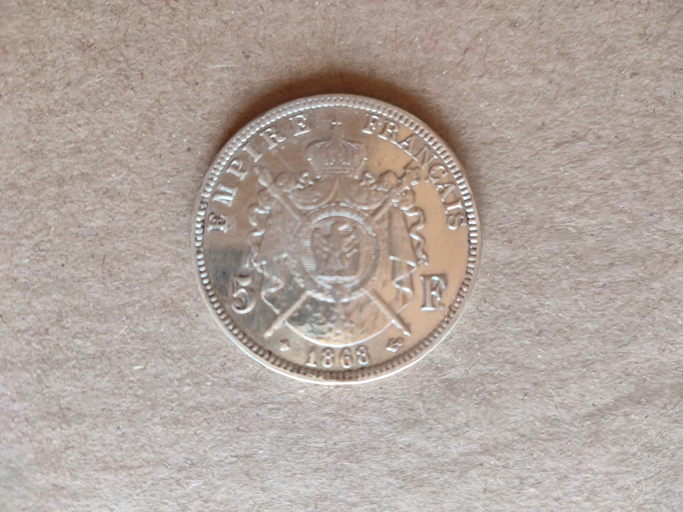 5 francs napoléon III tête laurée,1868 - Photo 3/4
