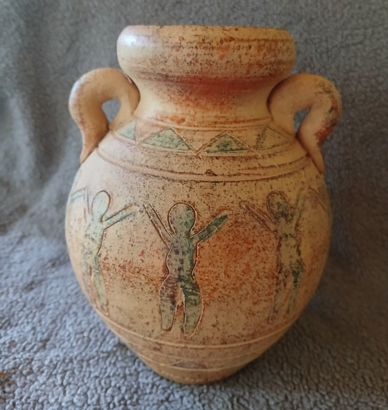 Vintage Pottery Clay Vase w/ Handles, Southwestern Style