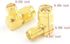 5Pcs SMA Male to Female Right Angle 90-Degree Adapter Gold Plated Contacts Pack