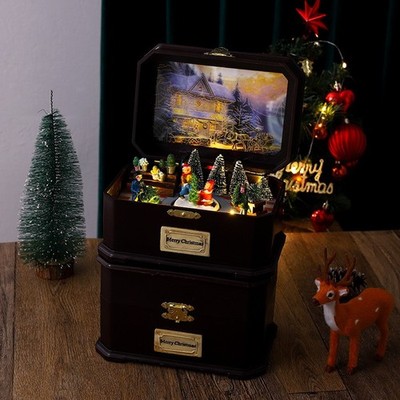USB betriebene drehbare Weihnachtsspieluhr mit leuchtenden dekorativen Lichtern