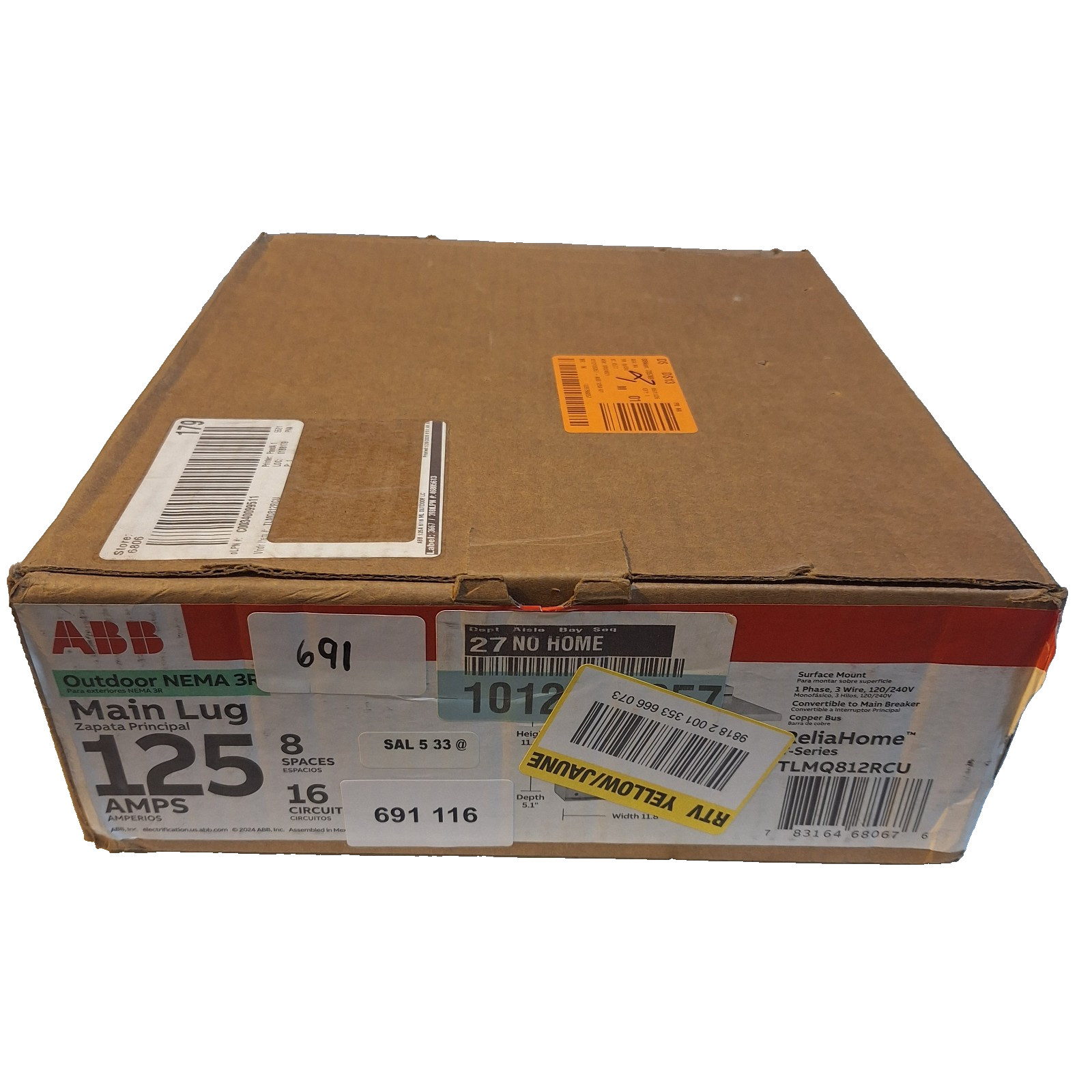ABB 125 Amp 8-Space 16-Circuit Main Lug Outdoor Load Center (TLMQ812RCU)
