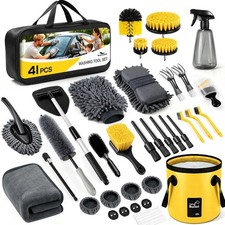 41Pcs Car Detailing Kit Interior, Large Folding Bucket and Tote Includes Prem...