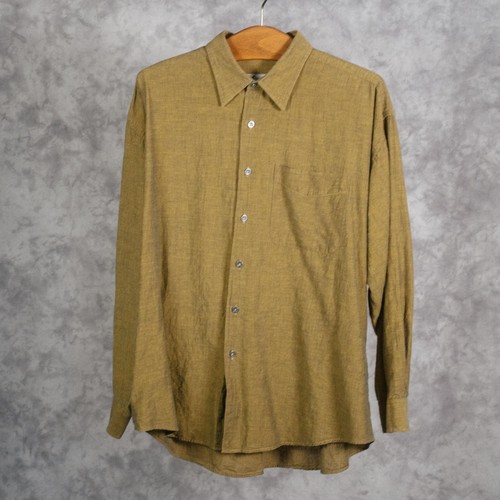 Krizia, Vintage Krizia Shirt | Yellow Brown | Size Large | Cotton Linen Blend | Italy