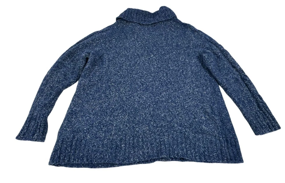 Suéter cardigã vintage LL Bean azul malha cabo mistura de lã. Feminino - Tamanho 3X - Imagem 2 de 4