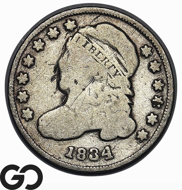 1834 Capped Bust Dime, Scarce Early Type