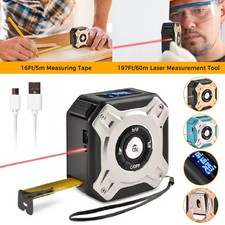2in1 Laser Tape Measure 40/60CM Rechargeable Laser Measurement Tool Unit Switch