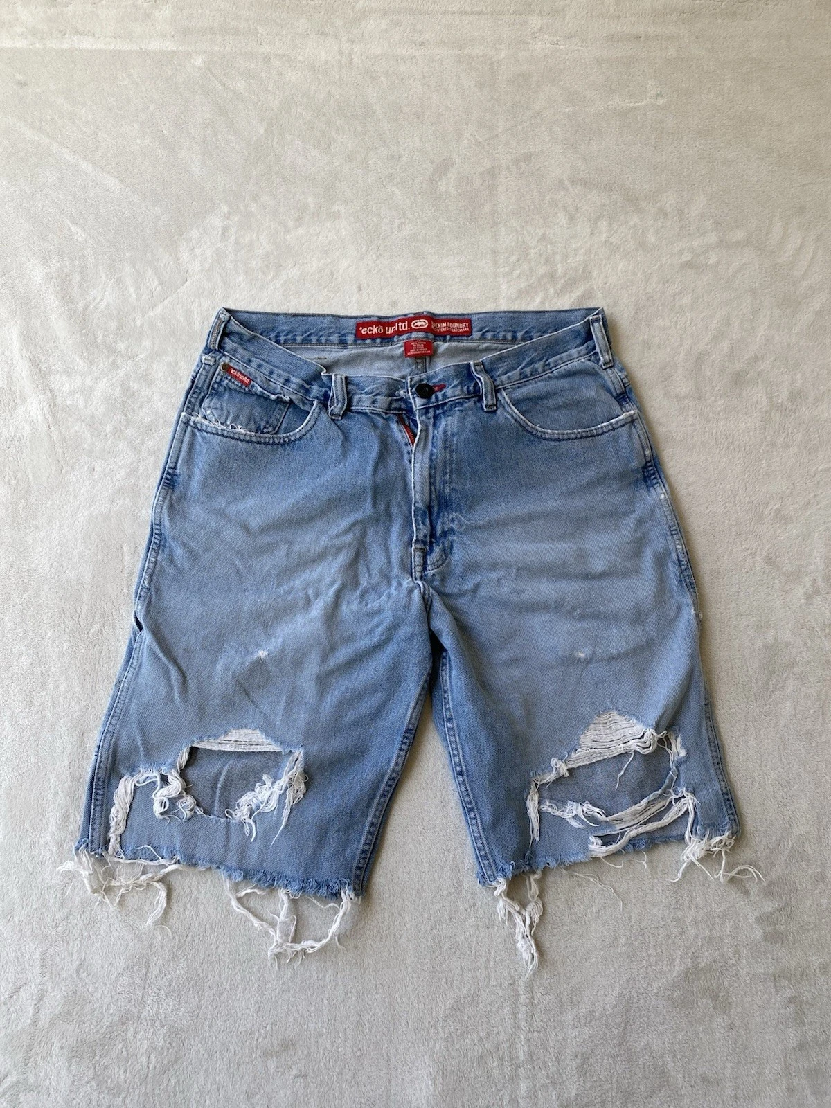 Men’s Ecko Unltd Baggy Carpenter Jean Shorts Sz 34 Vintage Skater Y2k