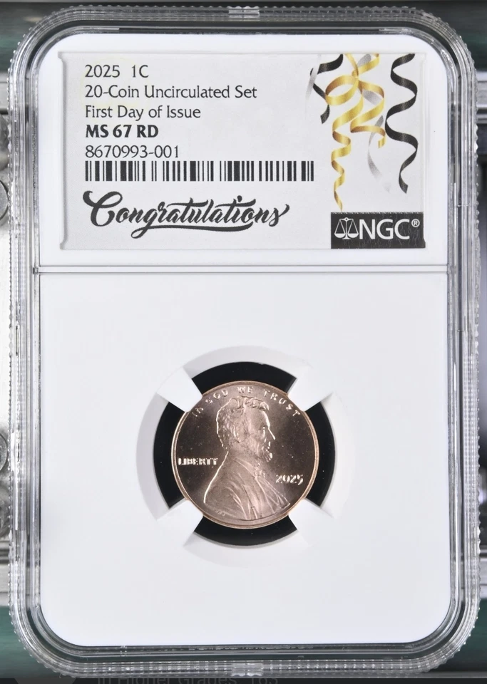 2025 P & D Lincoln SHIELD 1c Cent 2 Coin Set NGC MS67 RD FIRST DAY Issue FDI % - Image 2 of 4